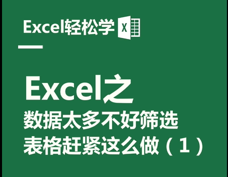Excel之数据太多不好筛选，表格赶紧这么做（1）